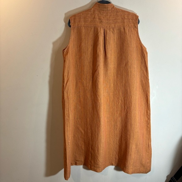 ESKANDAR Sz  1 (vanity) Dress Tunic Mao Collar Patch Pockets 100% Linen Unlined - Picture 6 of 9